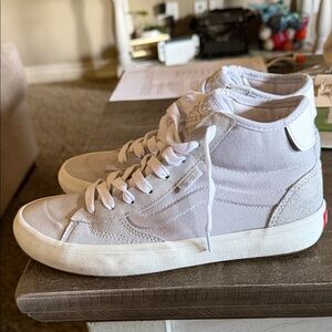 Vans White and Gray High-Top Sneakers